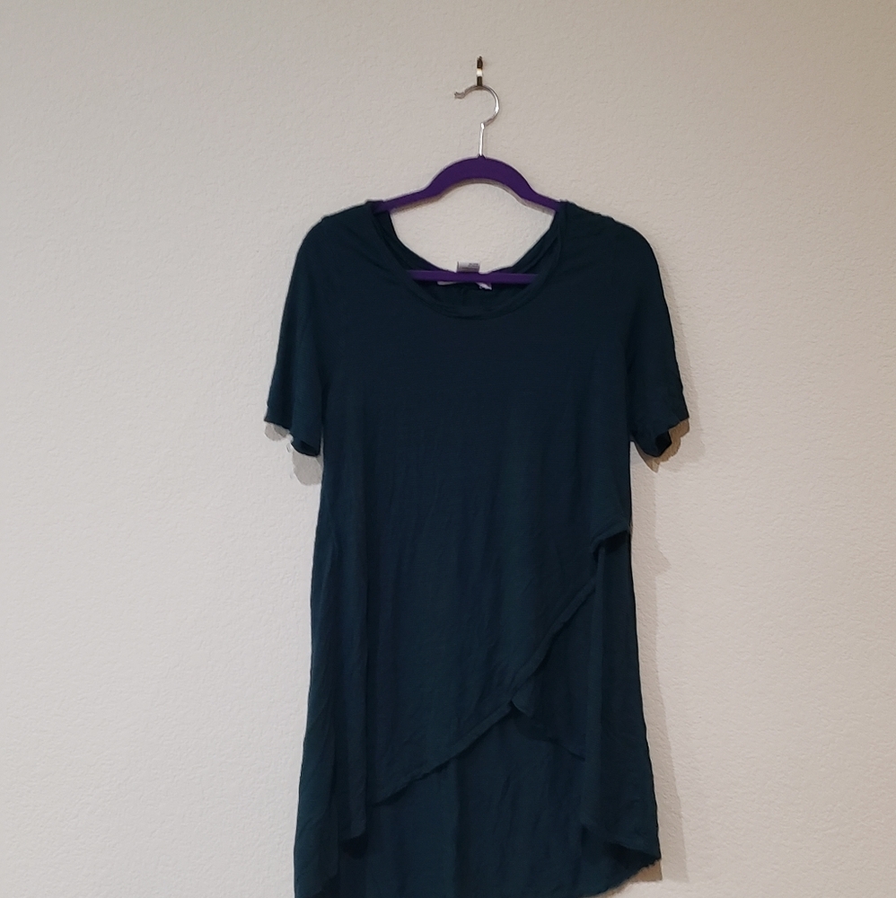 Teal and black striped shirt